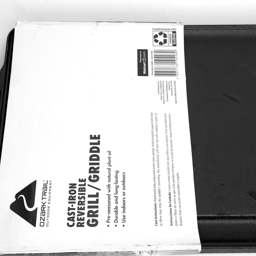 Ozark Trail Reversible Grill Griddle Unisex 20x9.5 Black Cast Iron Cookware New - Picture 5 of 11